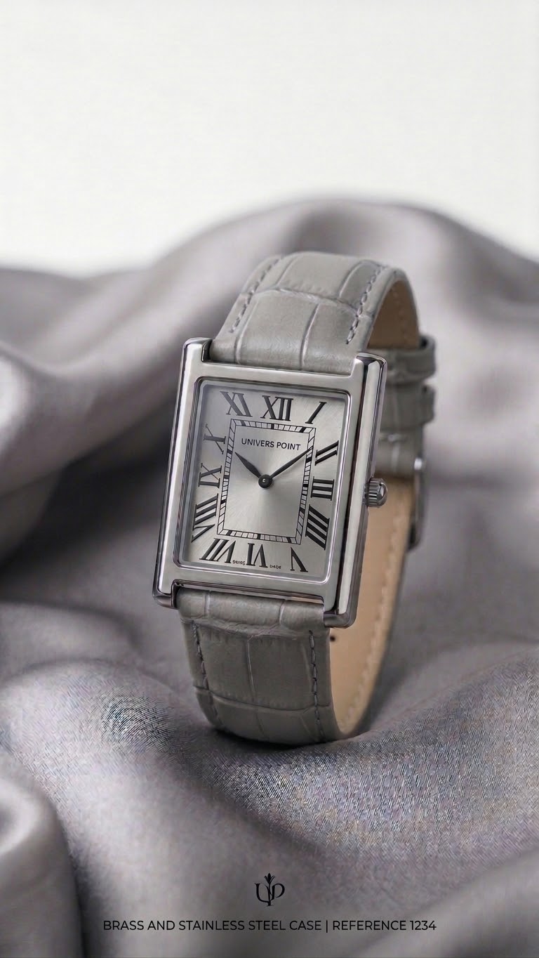 Univers Point Classic Roman Numeral Leather Watch | Tank Watch⁠