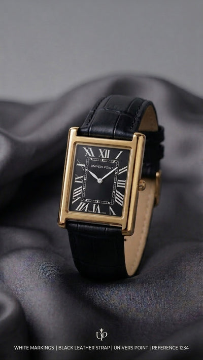 Univers Point Classic Roman Numeral Leather Watch | Tank Watch⁠