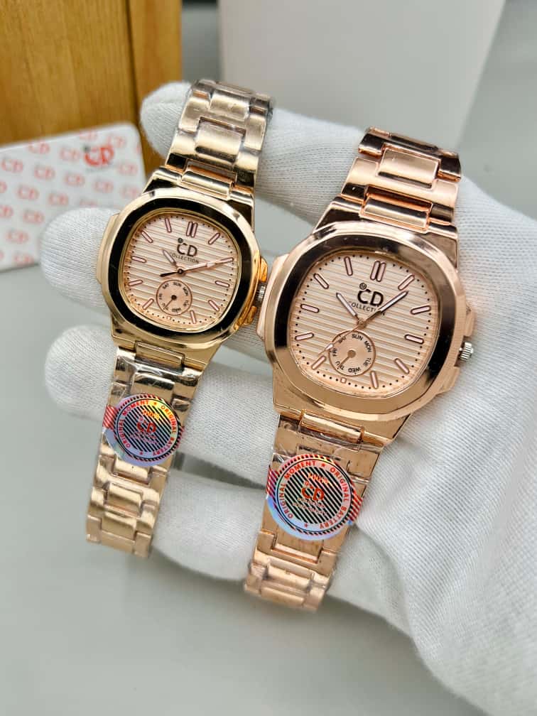 Elegant Couple Watch Set | 2 Pcs Stainless Steel Quartz Watches