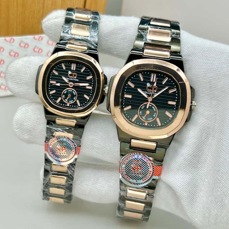Elegant Couple Watch Set | 2 Pcs Stainless Steel Quartz Watches