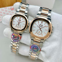 Elegant Couple Watch Set | 2 Pcs Stainless Steel Quartz Watches
