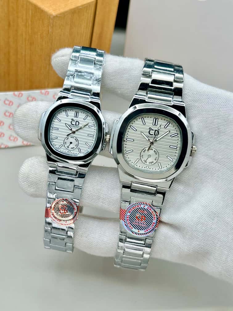 Elegant Couple Watch Set | 2 Pcs Stainless Steel Quartz Watches