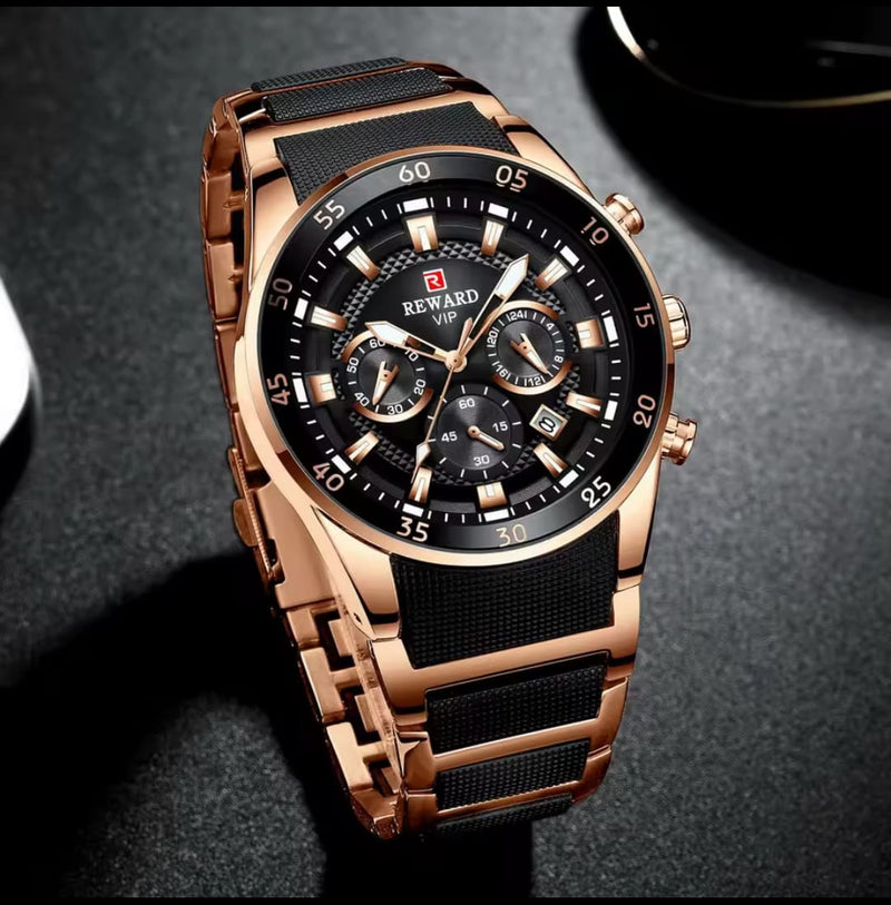 Original Reward Watch Premium Quality Stainless Steel Working Chronographs 3 ATM WATERPROOF
