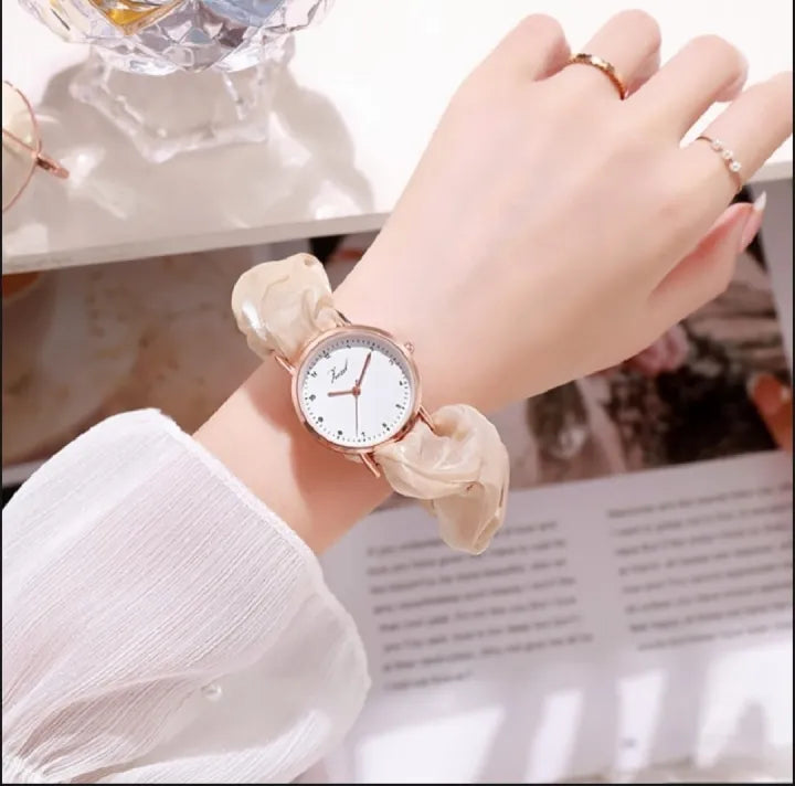 Korean Style Scrunchie Watch for Women