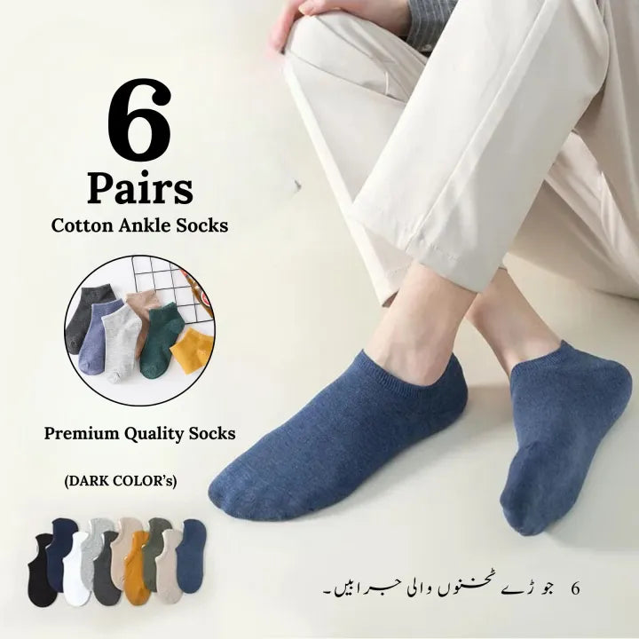 Pack of 6 Pairs Ankle Socks for Men & Women