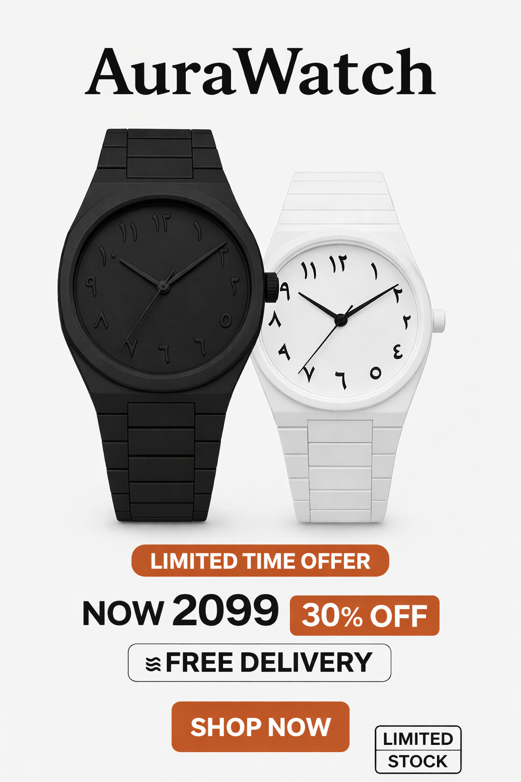 Aura Watch Arabic Dial Watch (Black & White) – Minimal Luxury Timepiece in just 2099