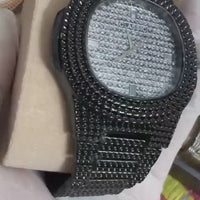 Patik Philipe Trendy Square Diamond Iced Out Watch for Men Women - Stainless Steel Classic Wristwatch