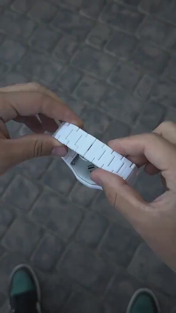 White Arabic Aura Watch for Men Fiber Chain (44 Gram)