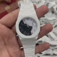 White Arabic Aura Watch – White Tiger & White Marble Design Fiber Chain(44 Gram)