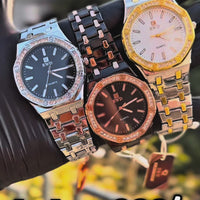 High Quality Stainless Steel Watch For Men's With Stone Embossed