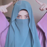 Premium Quality Georgette Hijab & Matching Half-Niqab Set (Hijab Pair)