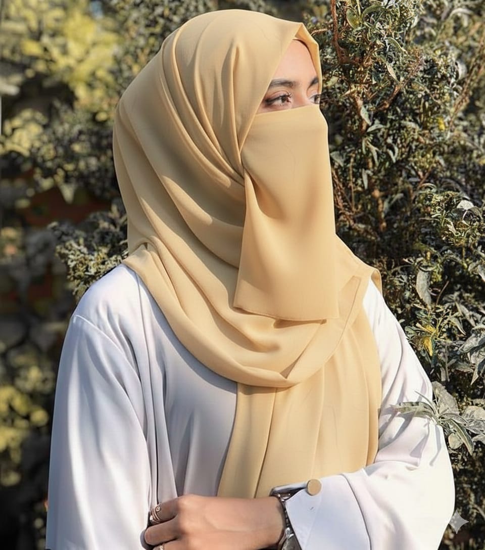 Premium Quality Georgette Hijab & Matching Half-Niqab Set (Hijab Pair)