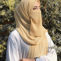 Premium Quality Georgette Hijab & Matching Half-Niqab Set (Hijab Pair)