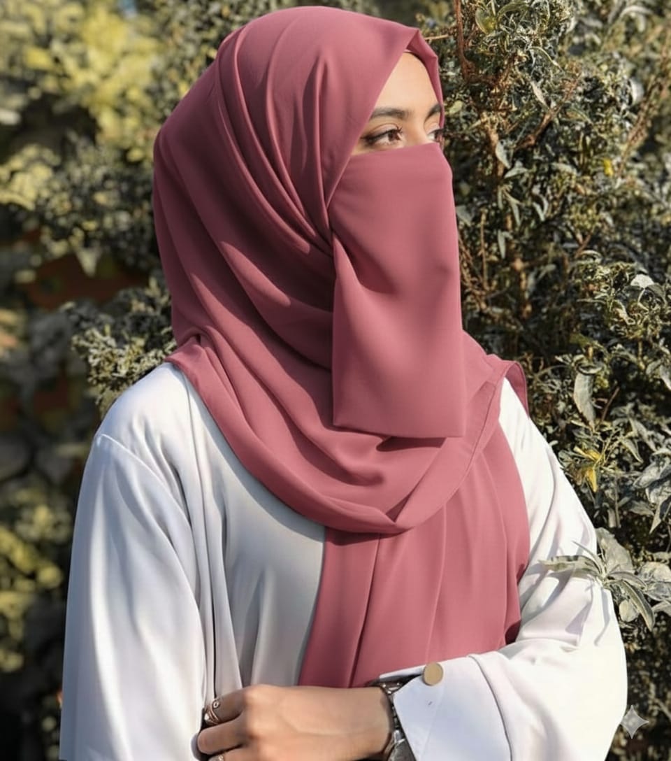 Premium Quality Georgette Hijab & Matching Half-Niqab Set (Hijab Pair)