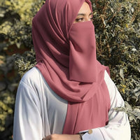 Premium Quality Georgette Hijab & Matching Half-Niqab Set (Hijab Pair)