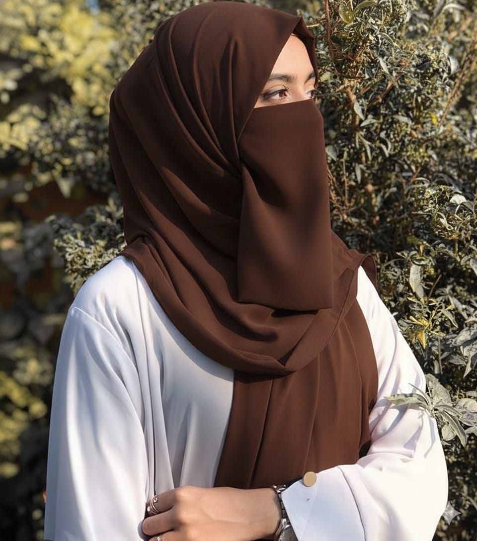 Premium Quality Georgette Hijab & Matching Half-Niqab Set (Hijab Pair)