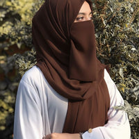 Premium Quality Georgette Hijab & Matching Half-Niqab Set (Hijab Pair)