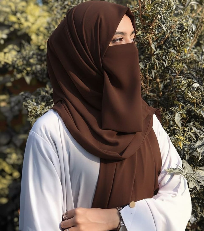 Premium Quality Georgette Hijab & Matching Half-Niqab Set (Hijab Pair)