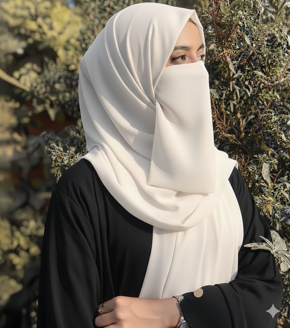 Premium Quality Georgette Hijab & Matching Half-Niqab Set (Hijab Pair)
