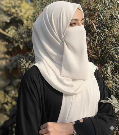 Premium Quality Georgette Hijab & Matching Half-Niqab Set (Hijab Pair)
