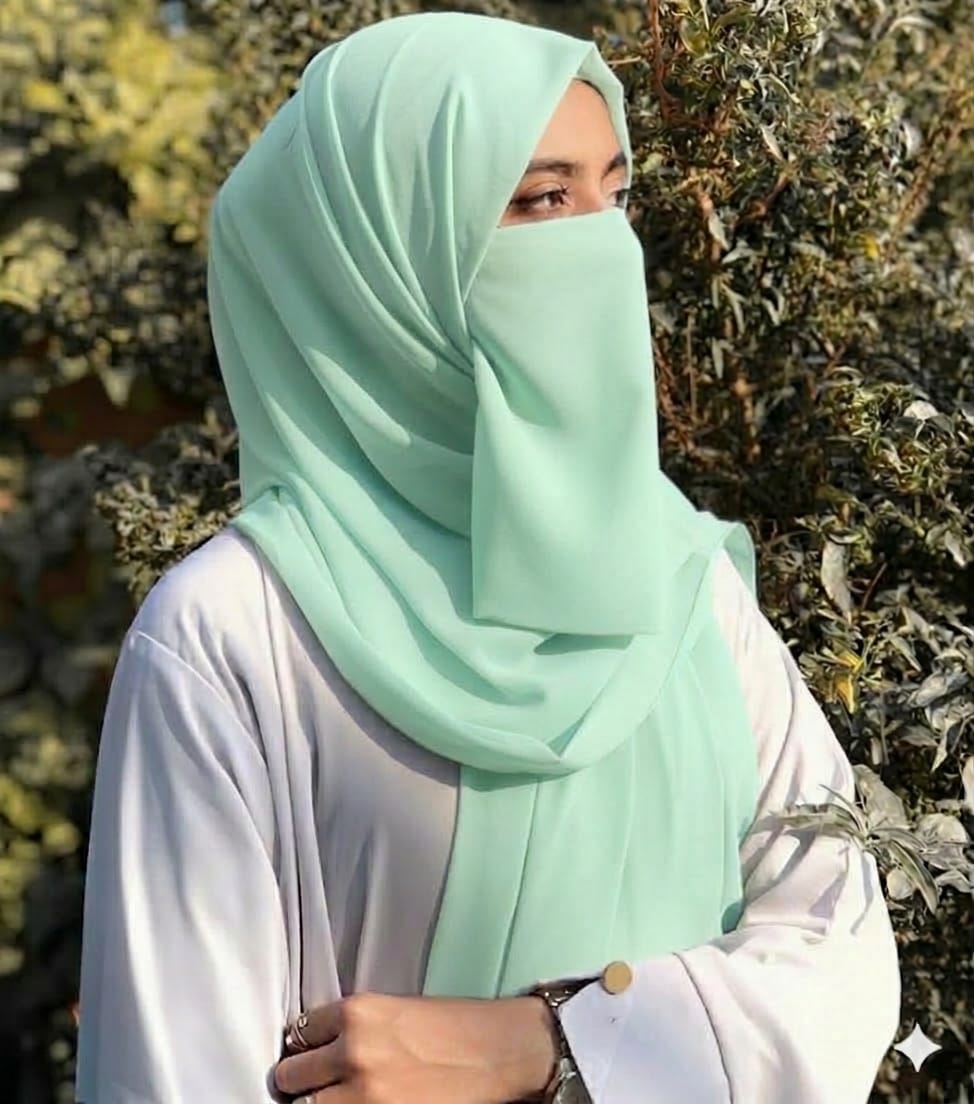 Premium Quality Georgette Hijab & Matching Half-Niqab Set (Hijab Pair)