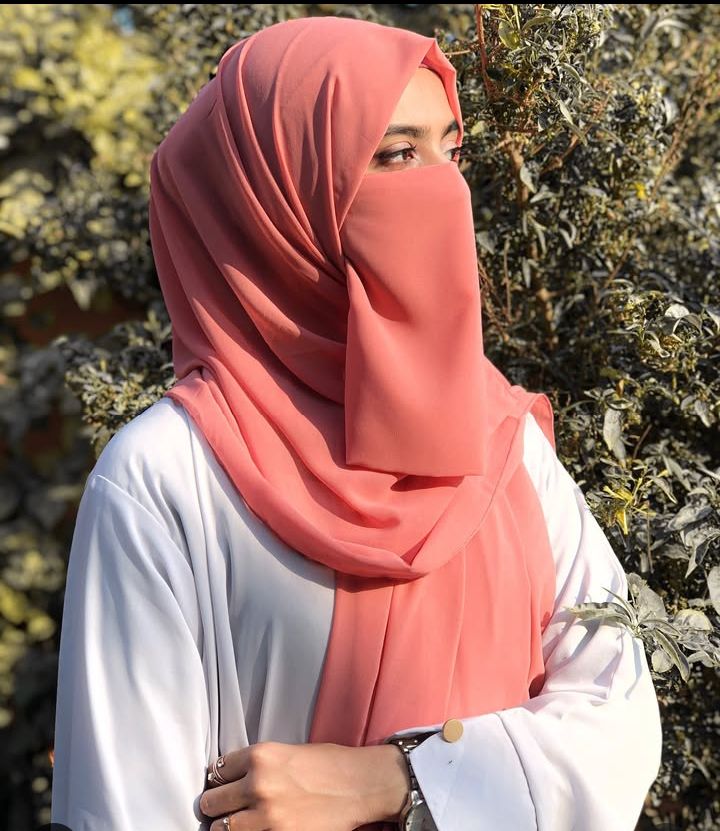 Premium Quality Georgette Hijab & Matching Half-Niqab Set (Hijab Pair)