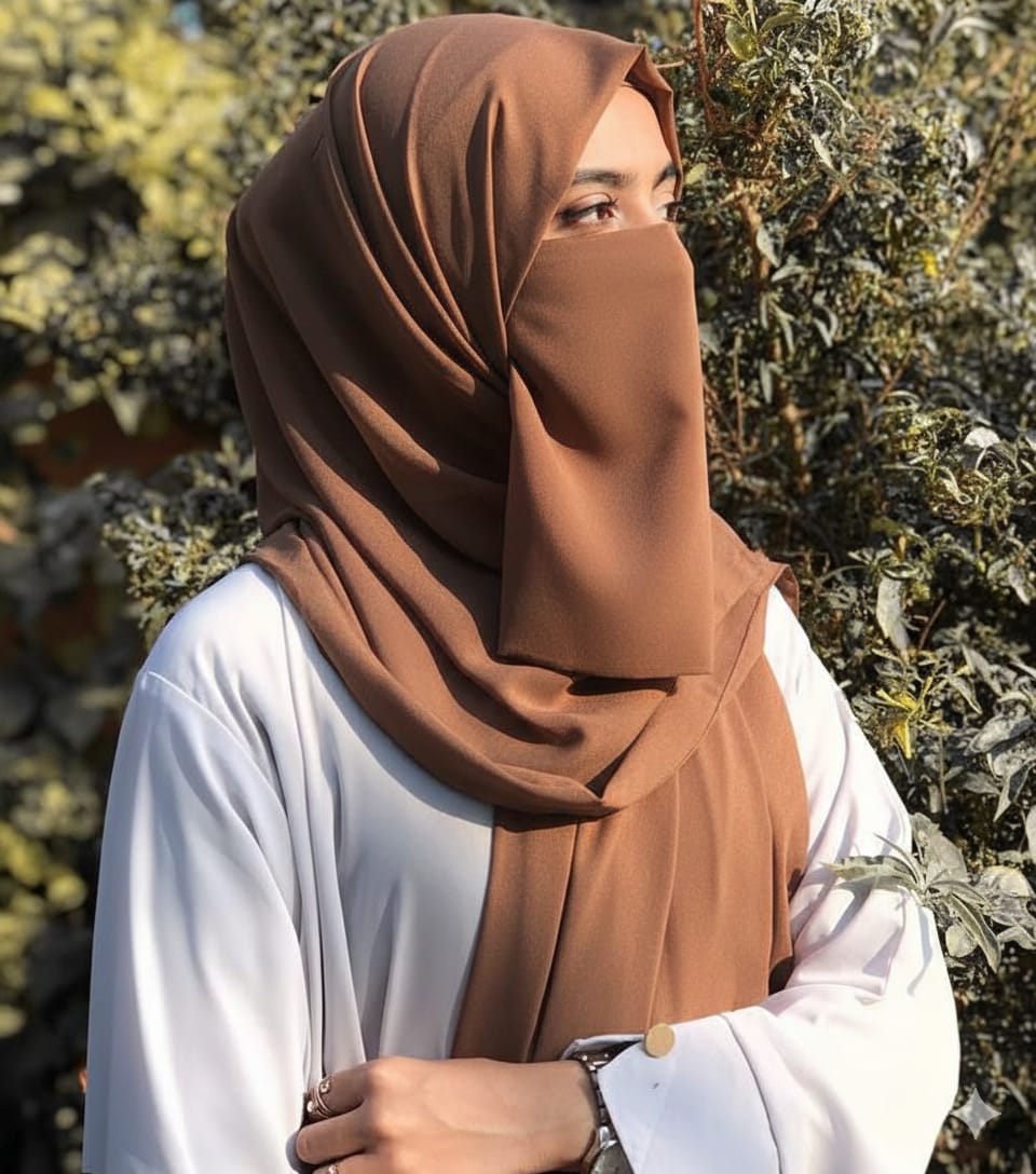 Premium Quality Georgette Hijab & Matching Half-Niqab Set (Hijab Pair)