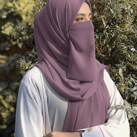 Premium Quality Georgette Hijab & Matching Half-Niqab Set (Hijab Pair)