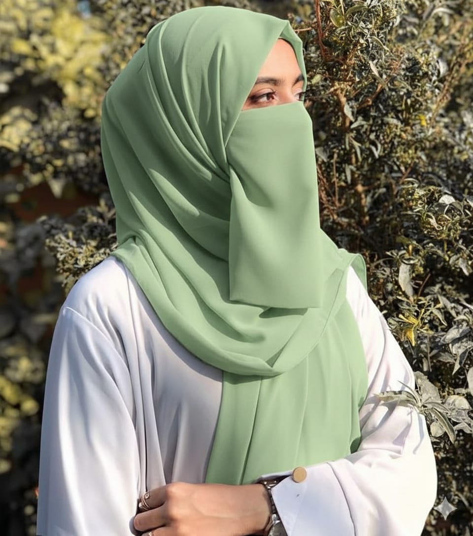 Premium Quality Georgette Hijab & Matching Half-Niqab Set (Hijab Pair)