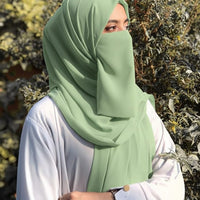 Premium Quality Georgette Hijab & Matching Half-Niqab Set (Hijab Pair)