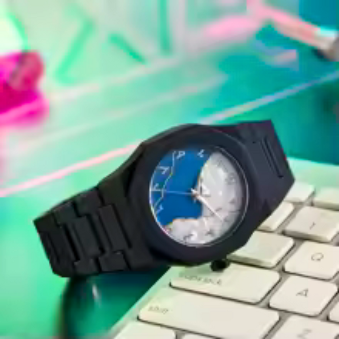 Black Arabic Aura Black Watch – Black Tiger & Black Marble Design Fiber Chain(44 Gram)