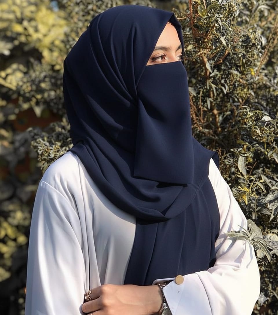 Premium Quality Georgette Hijab & Matching Half-Niqab Set (Hijab Pair)