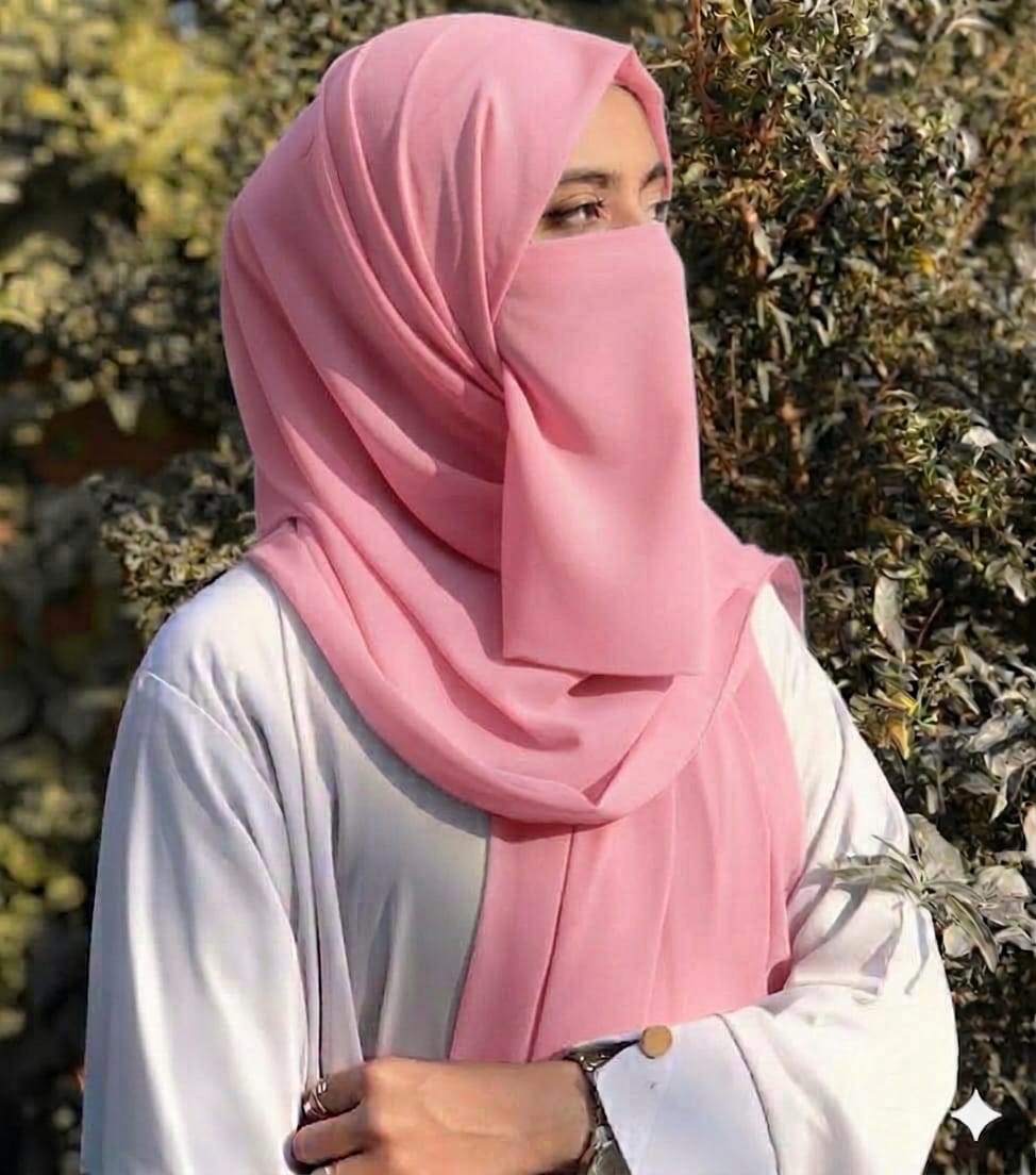 Premium Quality Georgette Hijab & Matching Half-Niqab Set (Hijab Pair)