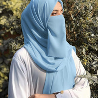 Premium Quality Georgette Hijab & Matching Half-Niqab Set (Hijab Pair)