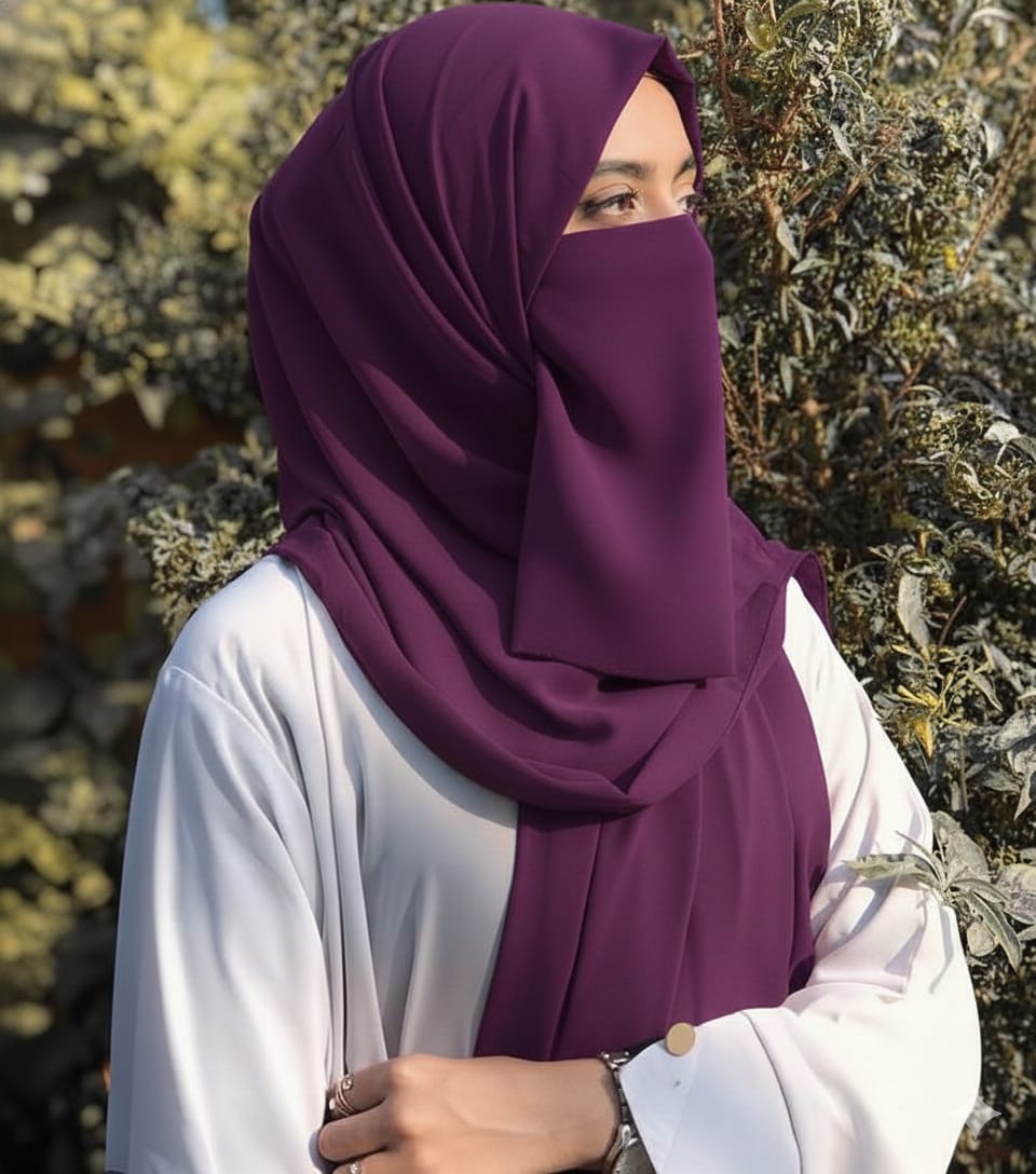 Premium Quality Georgette Hijab & Matching Half-Niqab Set (Hijab Pair)