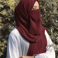Premium Quality Georgette Hijab & Matching Half-Niqab Set (Hijab Pair)