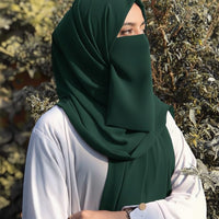 Premium Quality Georgette Hijab & Matching Half-Niqab Set (Hijab Pair)
