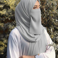 Premium Quality Georgette Hijab & Matching Half-Niqab Set (Hijab Pair)